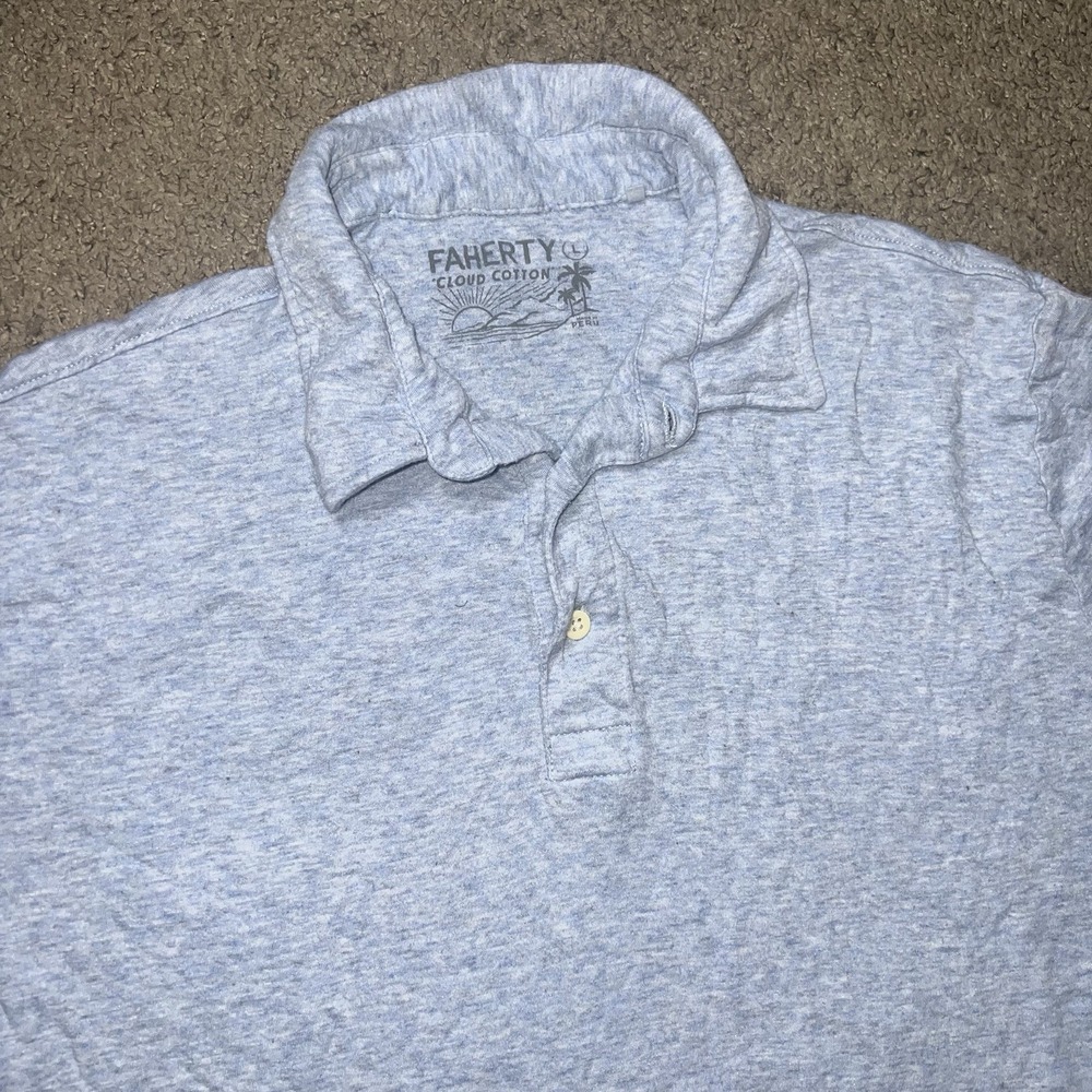 Faherty Men's Blue Polo Large Cloud Cotton Super Soft Designer